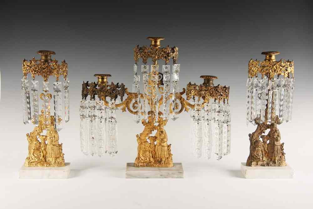 Appraisal: PC GIRANDOLE SET - s Ornate Gilt Brass Girandole Set