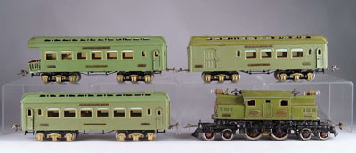 Appraisal: IVES STANDARD GAUGE PASSENGER SET Consists of R brass plated