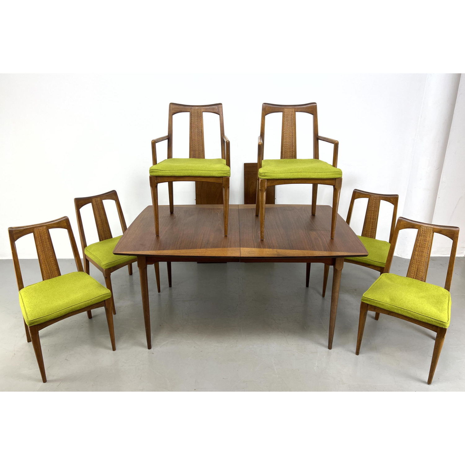 Appraisal: pc American Modern Walnut Dining set Table with Banded Sides