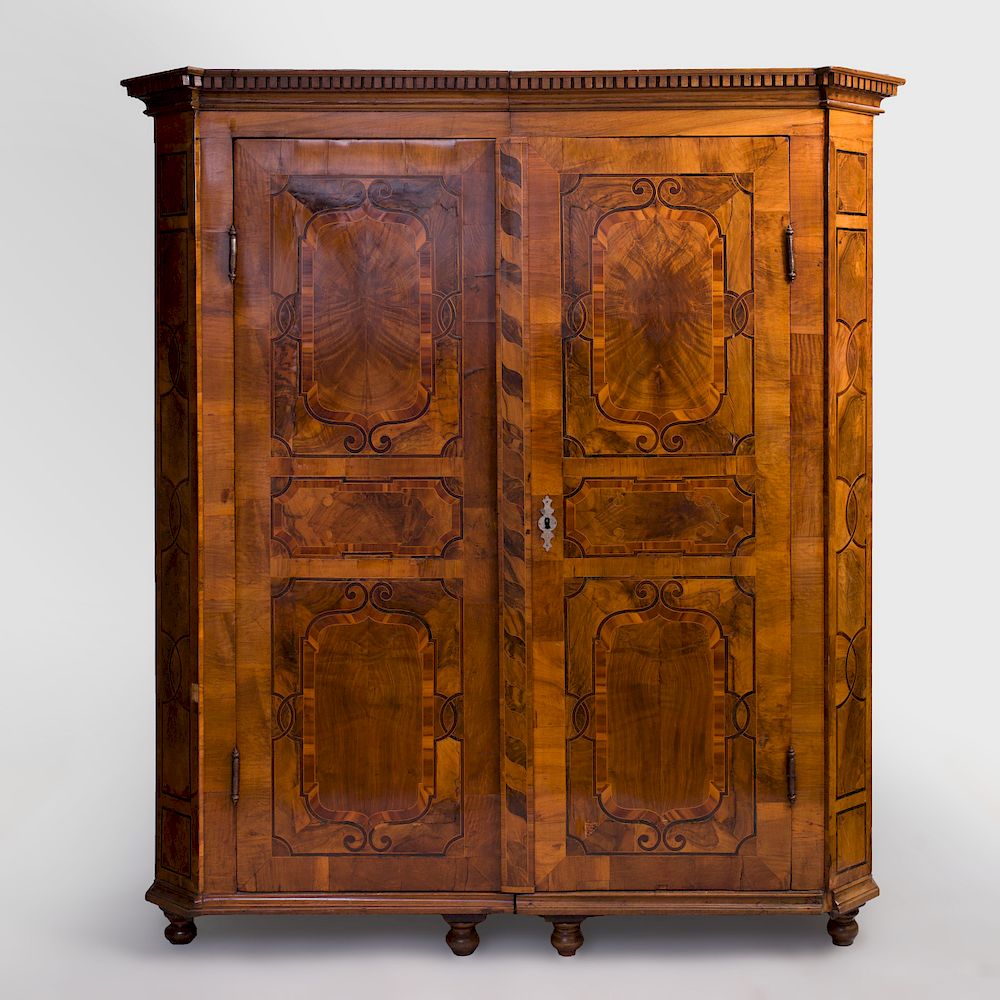 Appraisal: German Baroque Walnut and Fruitwood Parquetry Armoire x x in