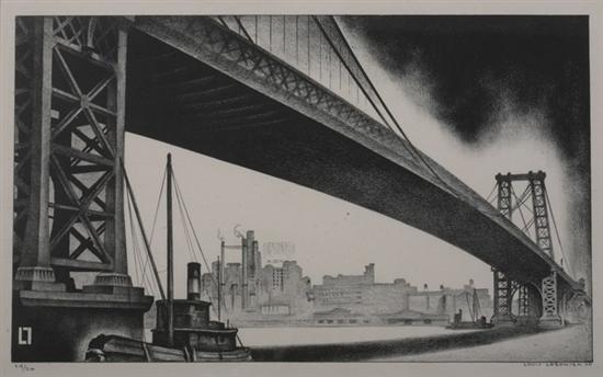 Appraisal: LOUIS LOZOWICK Russian American - WILLIAMSBURG BRIDGE signed dated '