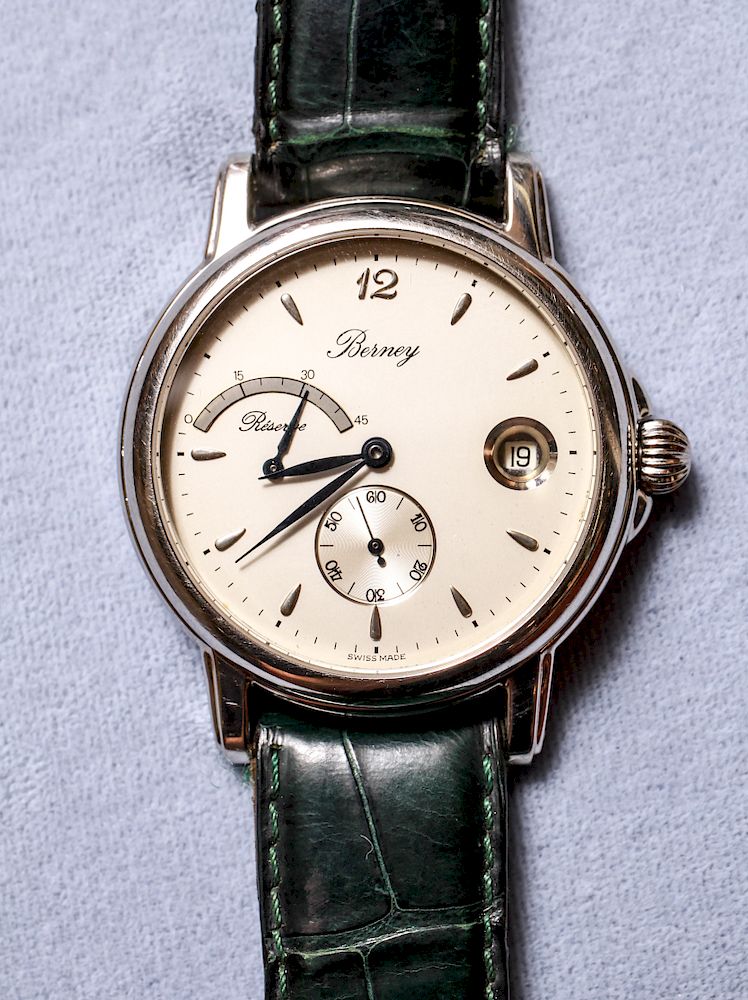 Appraisal: Berney Reserve De Marche Date Men's Watch Berney Reserve date