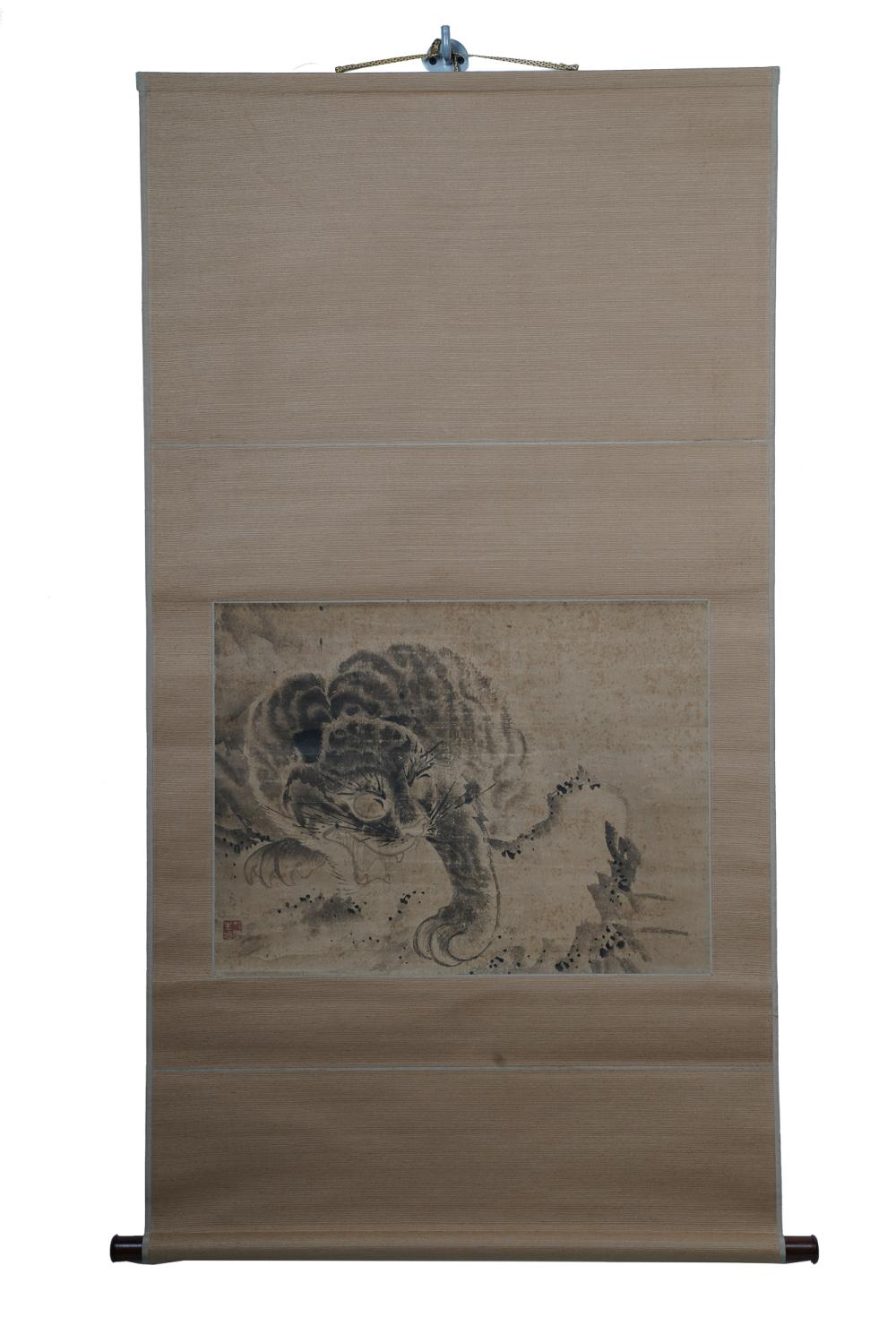 Appraisal: ASIAN SCROLL PAINTING OF A TIGER x inches Condition