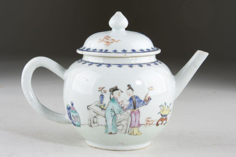 Appraisal: Chinese Export Teapot th c hand decorated with figural scenes