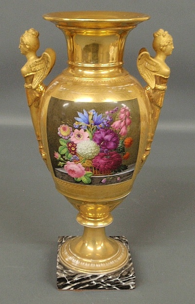 Appraisal: - Fine gilt decorated Paris porcelain urn c with winged