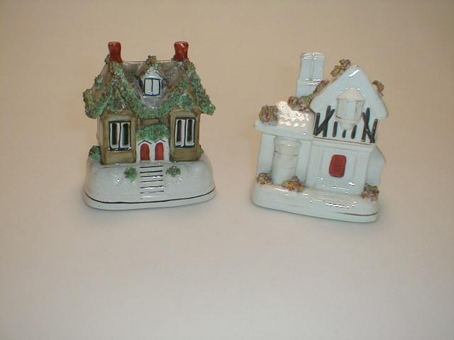 Appraisal: A Staffordshire pottery estate cottage Pastille Burner with red chimneys