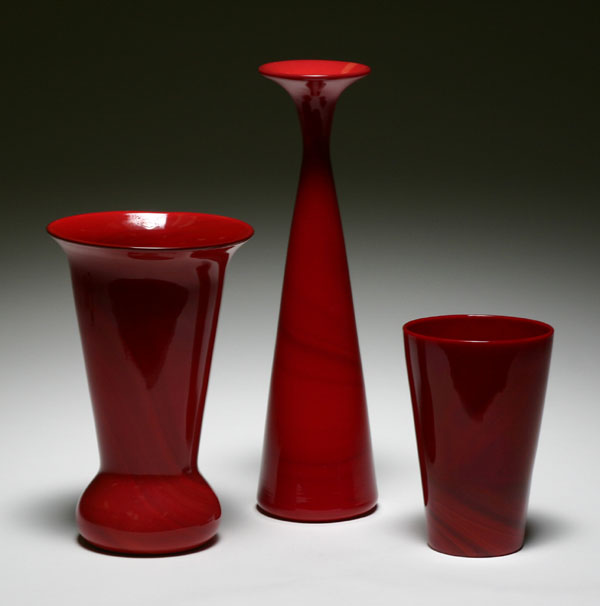 Appraisal: Two Fenton Mandarin red vases one signed along with one