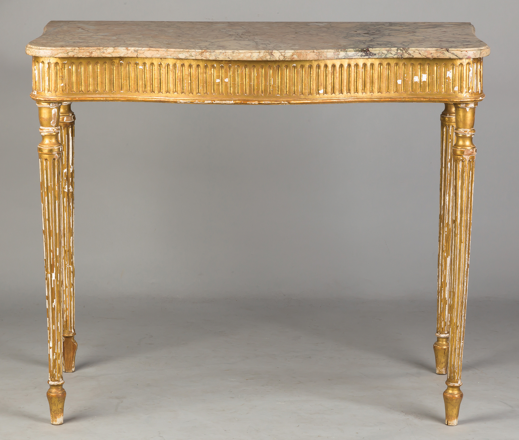 Appraisal: French Gilt Wood and Marble Top Console Table th century