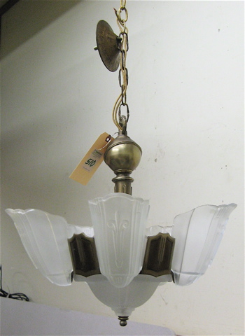 Appraisal: ART DECO CEILING LIGHT FIXTURE American c having five lights