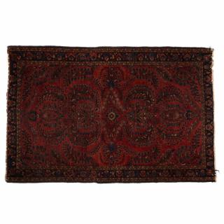 Appraisal: Sarouk Area Rug burgundy field with blue and gold floral