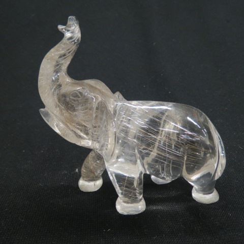 Appraisal: Chinese Carved Rock Crystal Figurine ofan elephant excellent