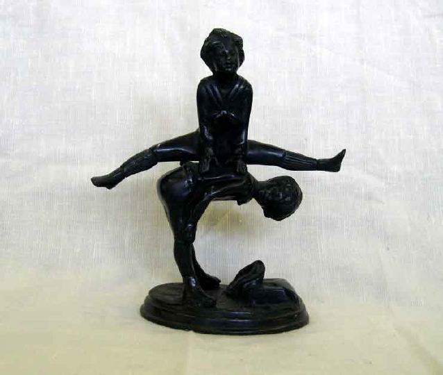 Appraisal: Continental Patinated Bronze Group of a boy and a girl