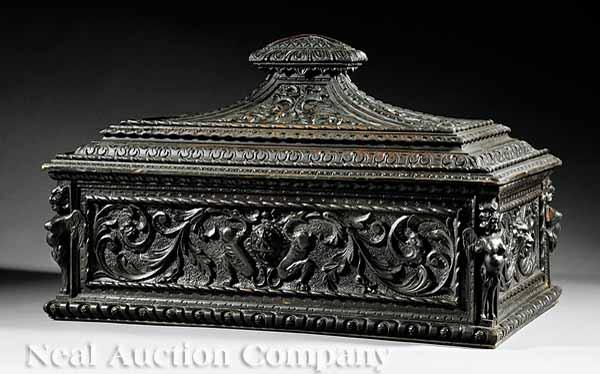 Appraisal: A Continental Renaissance Revival Carved Walnut Silver Chest late th