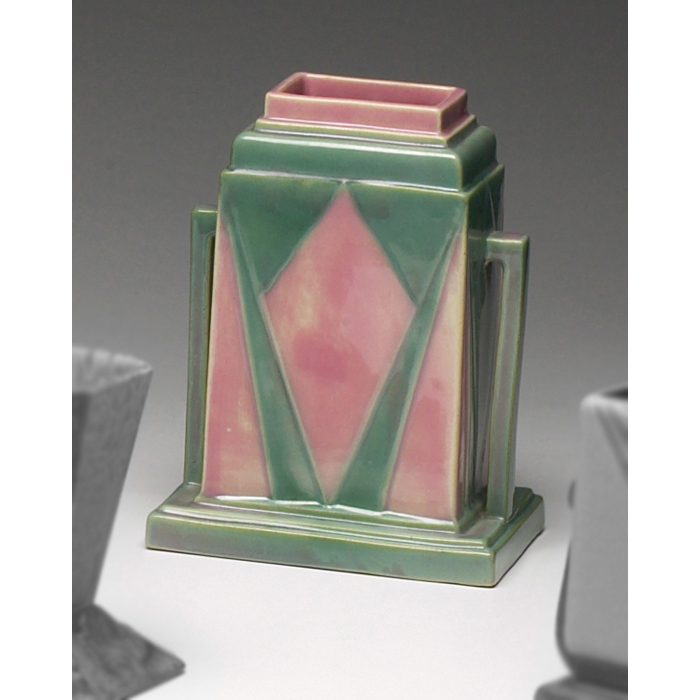 Appraisal: Roseville Futura vase double handled form with a geometric design