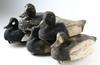 Appraisal: DECOYS - String of five old carved wooden Scaup Duck