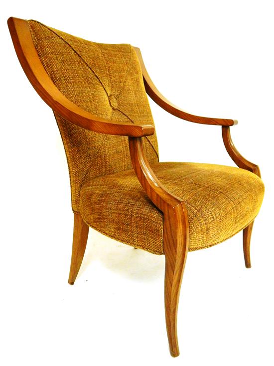 Appraisal: th C contemporary armchair wooden frame with down-swept arms molded