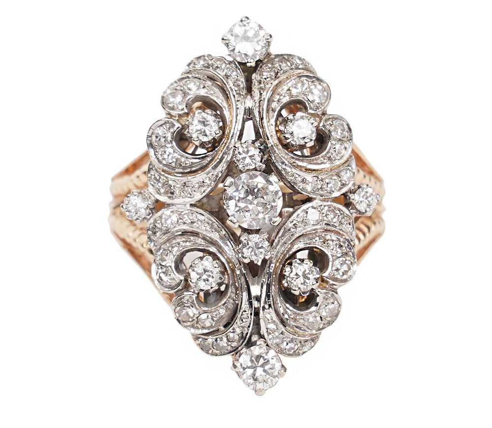 Appraisal: Lady's Diamond K Two Tone Ring Diamond and K two