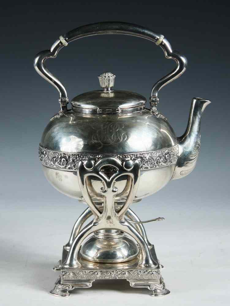 Appraisal: KETTLE ON STAND - Tiffany Co sterling three-part includes kettle