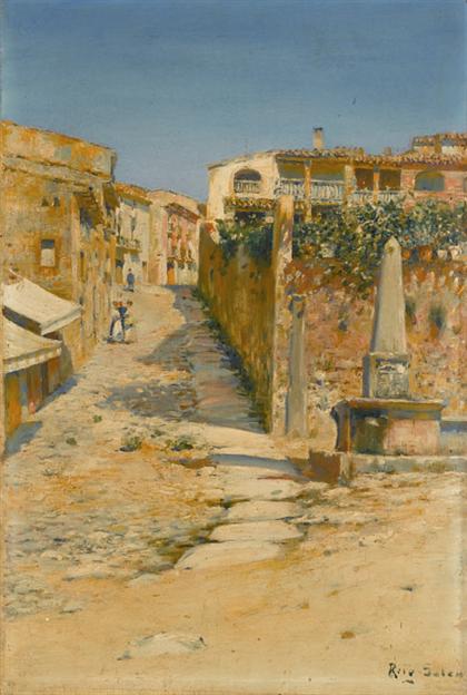 Appraisal: JOAN ROIG SOLER spanish - FIGURES ON A SHADED STREET