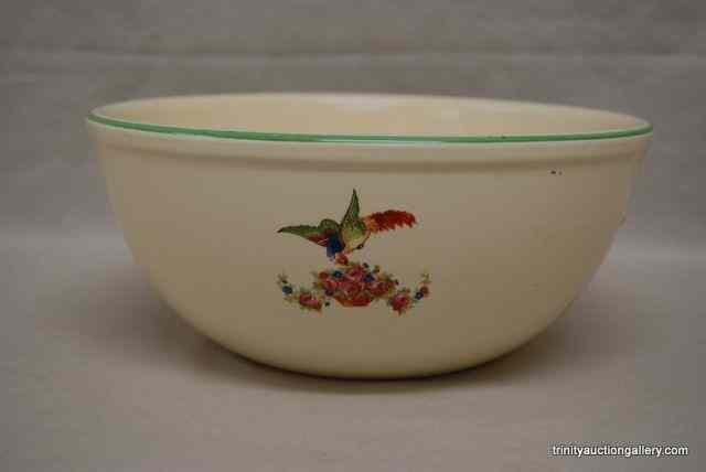 Appraisal: Vintage Homer Laughlin Cream Green Mixing BowlWith Bird and Flower