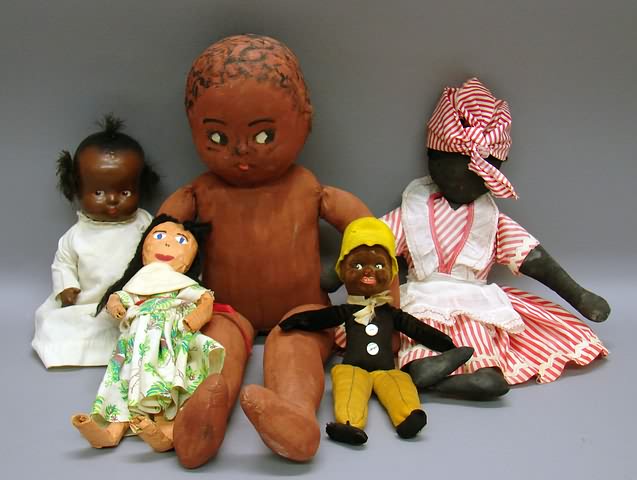 Appraisal: Lot of black dolls Norah Wellings velveteen man Woman made