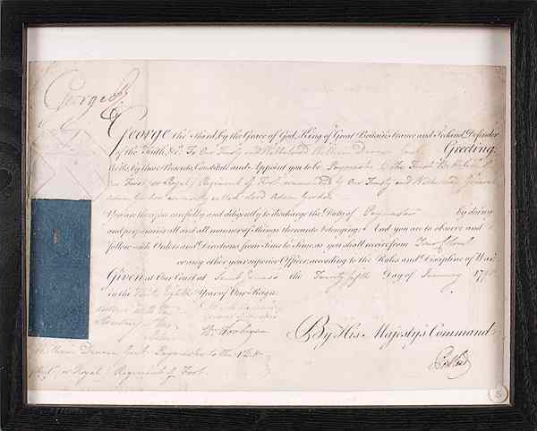 Appraisal: George III DS Appointment of William Duncan as Paymaster George