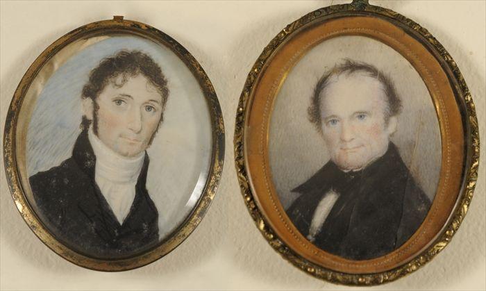 Appraisal: TWO PORTRAIT MINIATURES OF GENTLEMEN Gouache on ivory x in