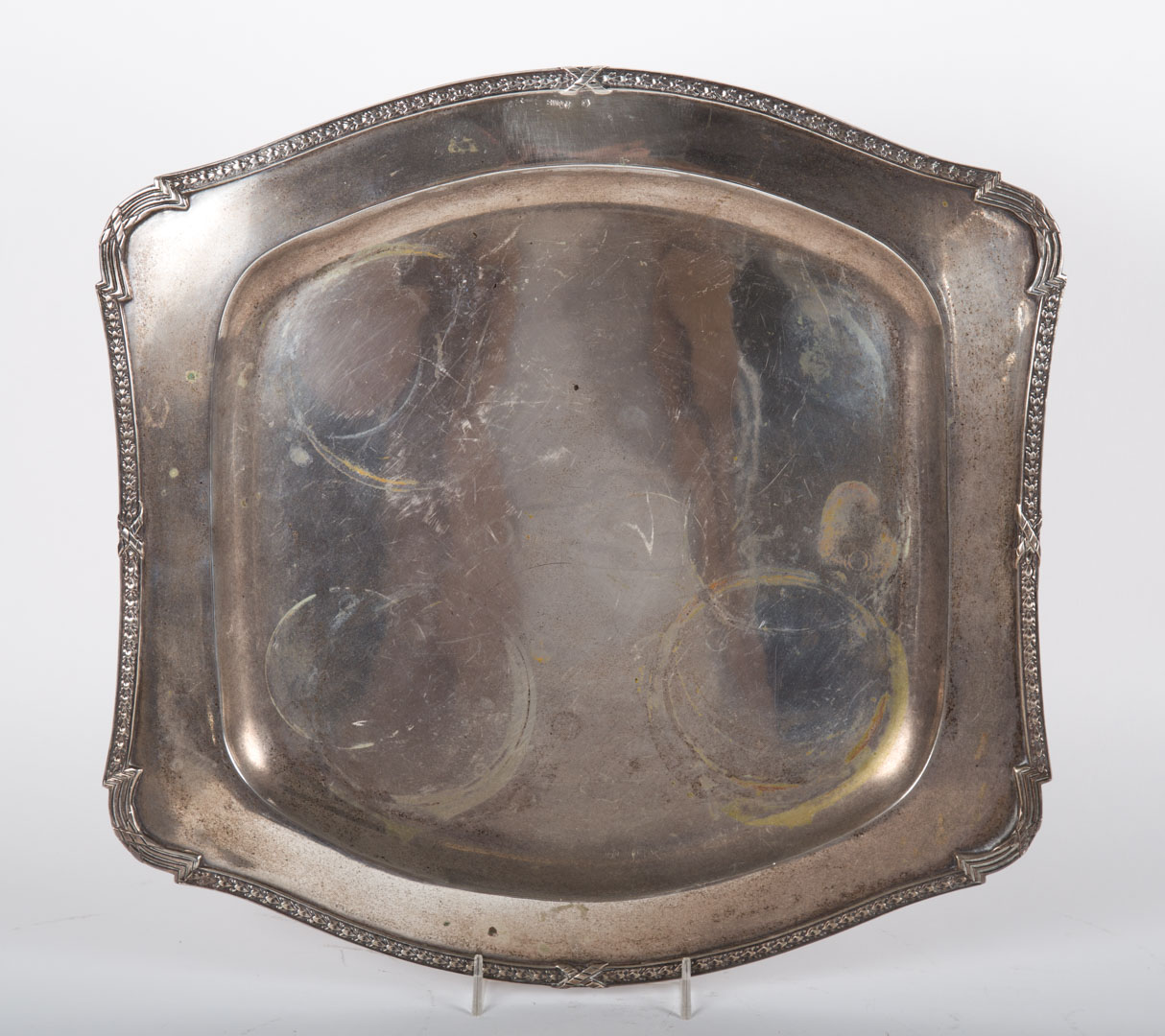 Appraisal: Austria-Hungary silver curved rectangular tea tray Vienna late th early