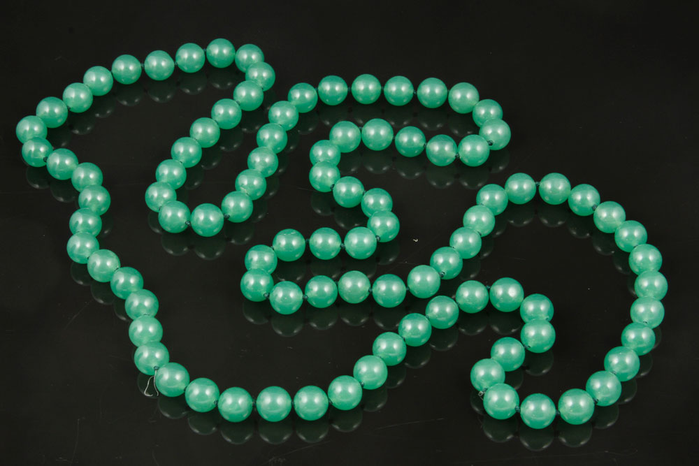 Appraisal: - Jade Type Beaded Necklace Necklace with jade-type beads approximately