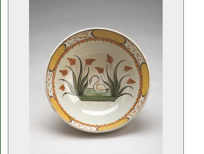 Appraisal: UNUSUAL ENGLISH PEARLWARE BOWL CIRCA - Painted on the interior