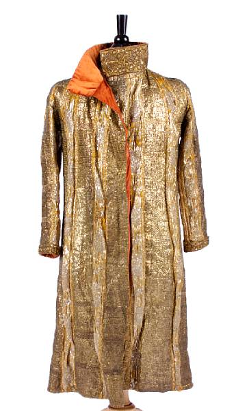 Appraisal: A vintage mans Indian metal thread 'Great' coat losses damages