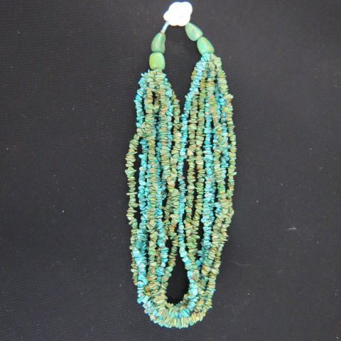 Appraisal: Turquoise Necklace eight strands of natural blue green turquoise long