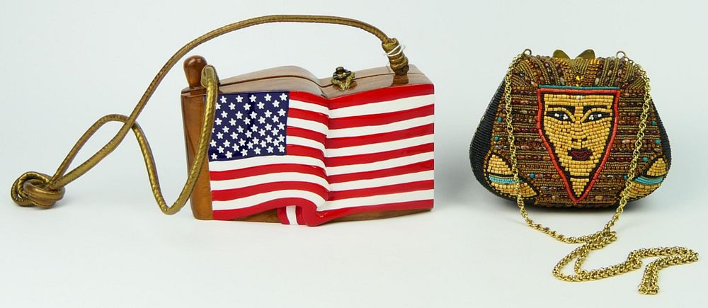 Appraisal: PURSES TIMMY WOODS AMERICAN FLAG CLEOPATRA BEADE Flag purse measures