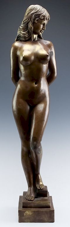 Appraisal: Tall Erotic Bronze Sculpture of a Nude Woman Unsigned bronze