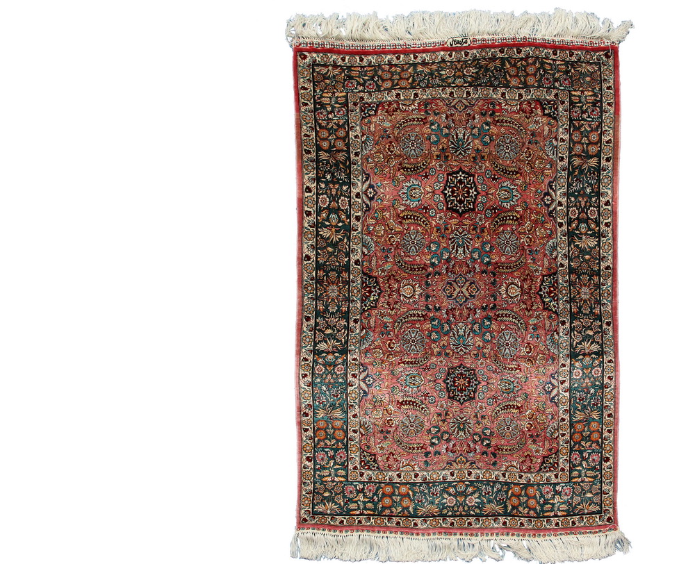 Appraisal: PERSIAN SILK RUG - ' X ' - Iran mid