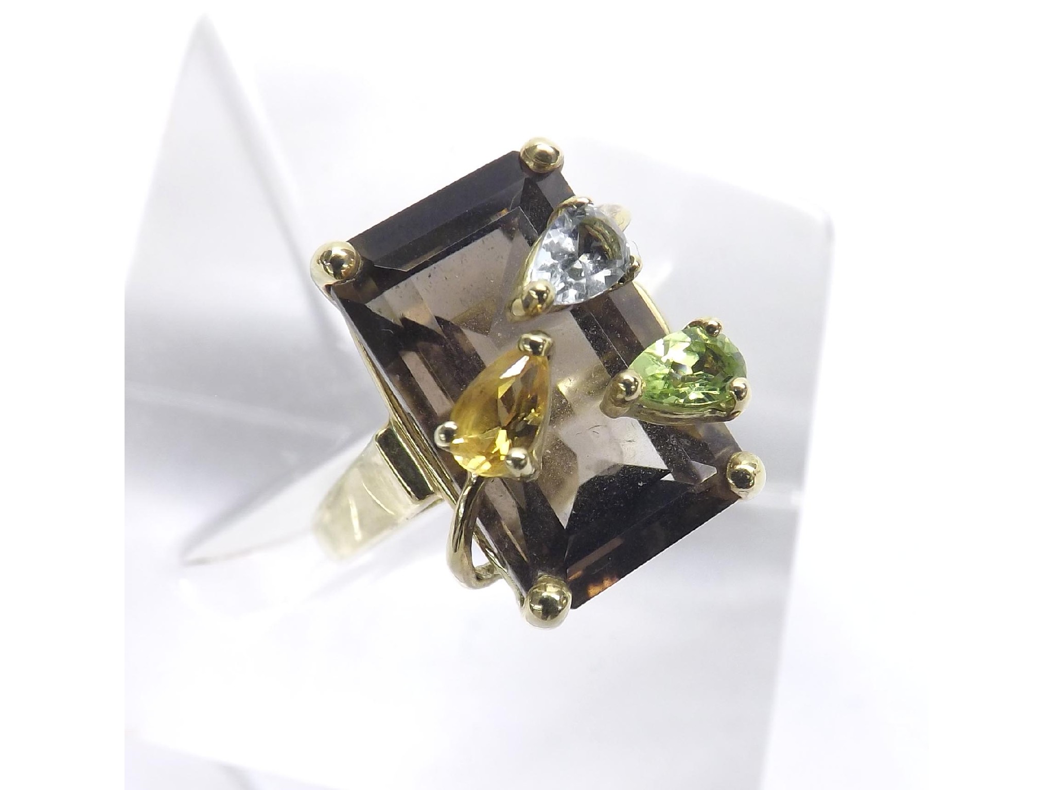 Appraisal: ct smoky quartz and gem set dress ring gm ring