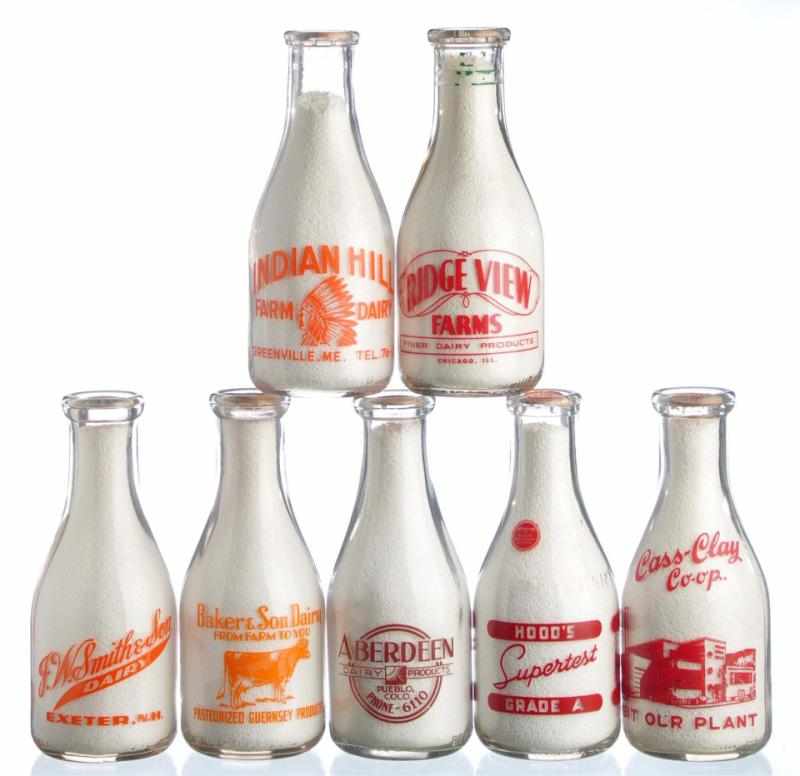 Appraisal: Lot of Milk Bottles from Various Locations Description Lot includes