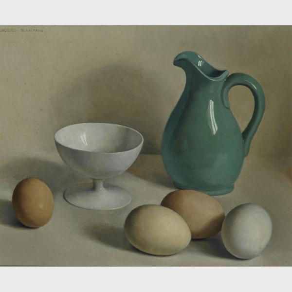 Appraisal: Jacques Blanchard - EGGS AND A GREEN JUG French Oil