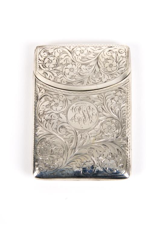 Appraisal: An English Sterling Silver Card Case Birmingham Height inches