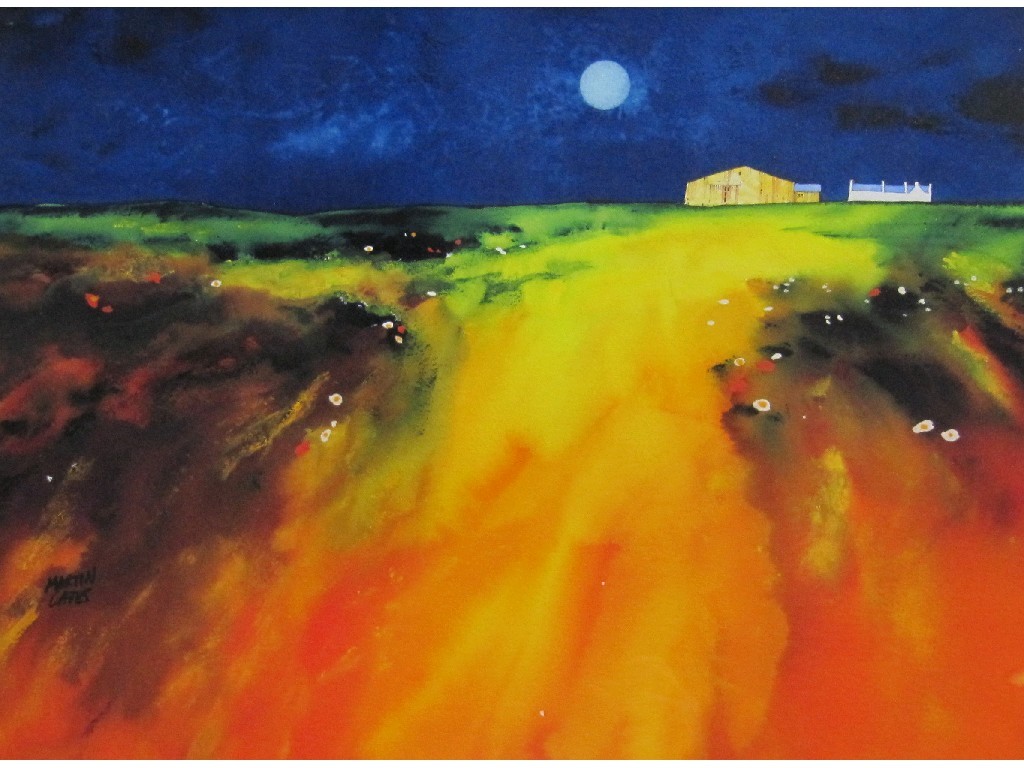 Appraisal: MARTIN OATES Watercolour 'April Moon Perthshire' signed recto and entitled