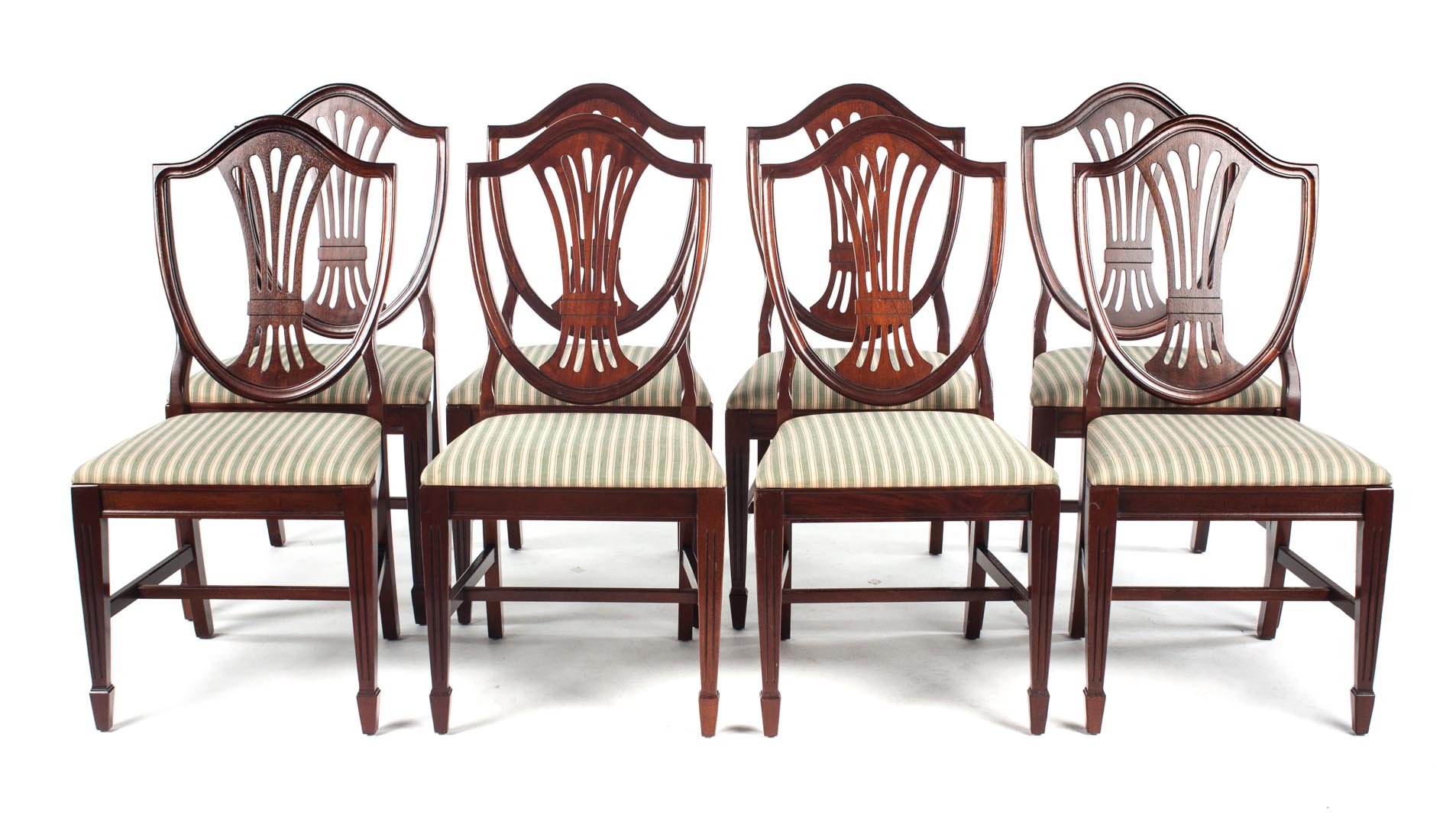 Appraisal: Set of eight Federal style mahogany dining chairs shield backs