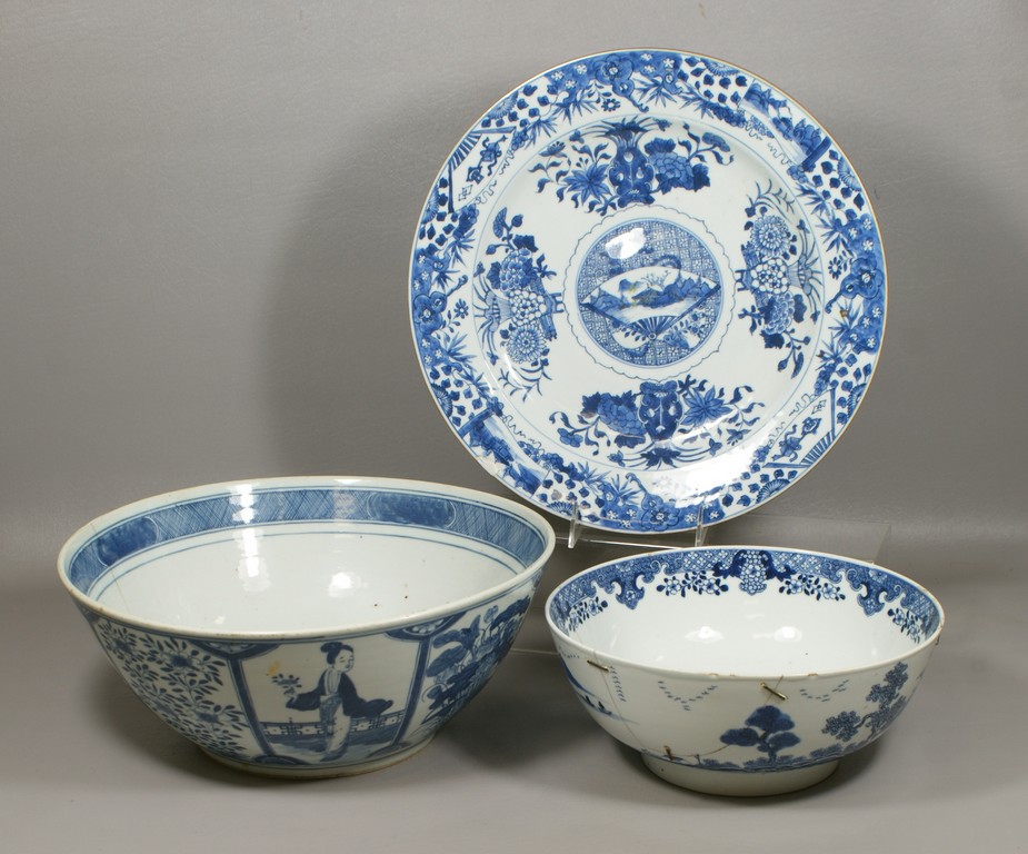 Appraisal: pcs of Chinese Export Blue and White Porcelain to include