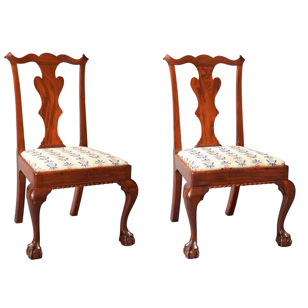 Appraisal: Pair of Chippendale Mahogany Side Chairs New York last quarter