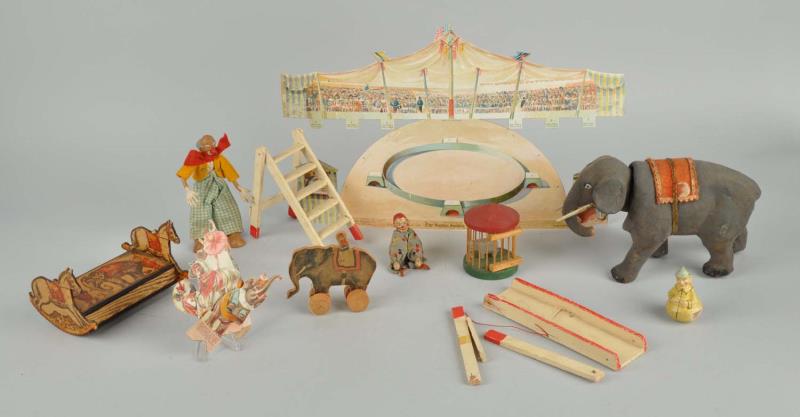 Appraisal: Lot Of Circus Animals Accessories Includes elephant with nodding head