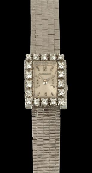 Appraisal: Jaeger LeCoultre lady's diamond and carat white gold bracelet wristwatch