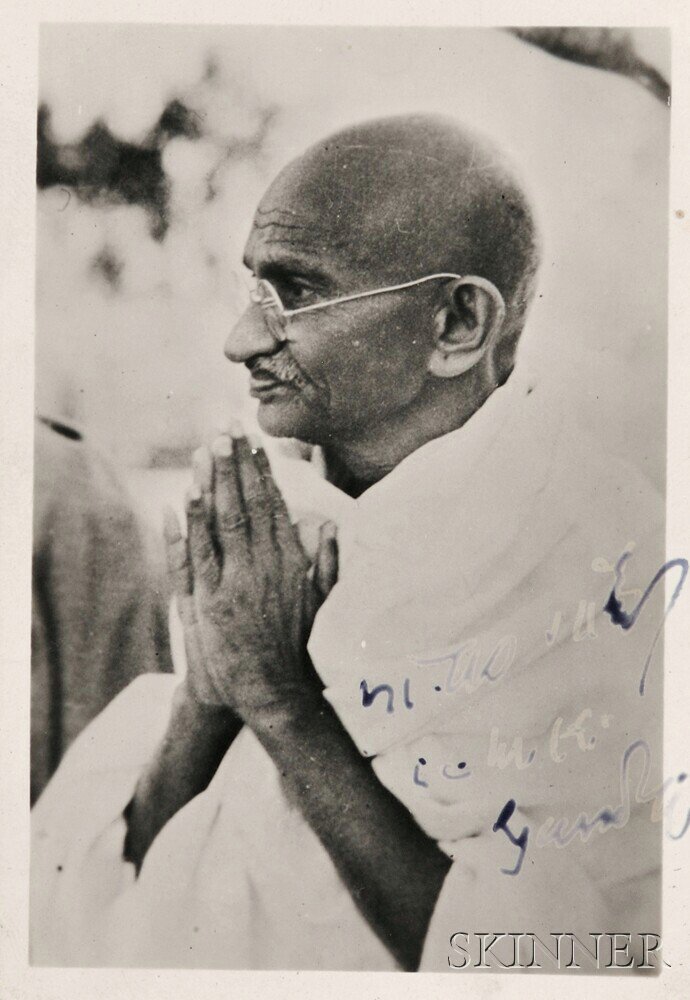 Appraisal: Gandhi Mahatma - Signed Photograph Additional Snapshot and Letter from