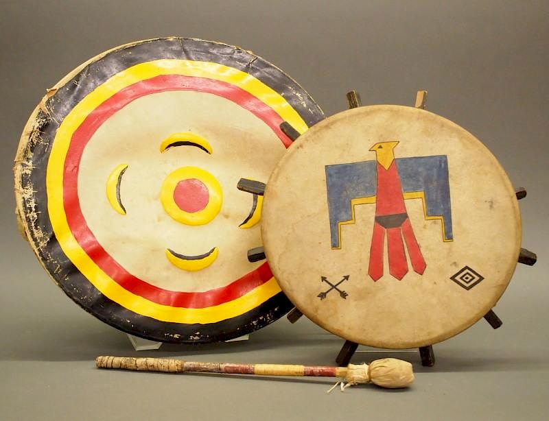 Appraisal: Pueblo drums Two mid th century Pueblo drums Each of