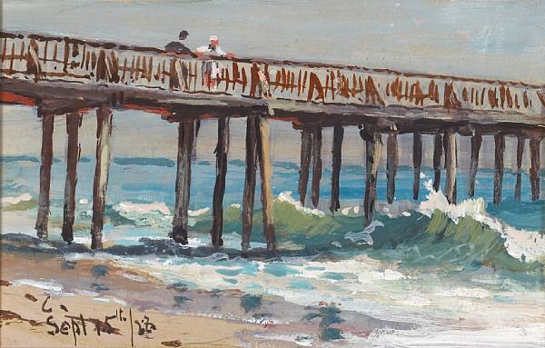 Appraisal: Colin Campbell Cooper American - San Diego pier initialed and