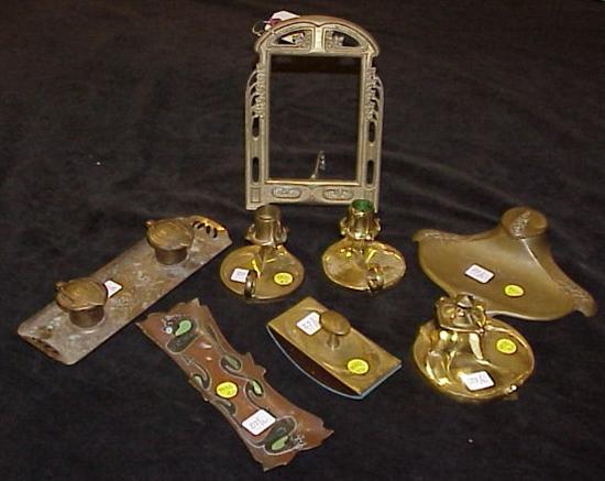 Appraisal: Eight metal desk items including an Art Nouveau copper sterling