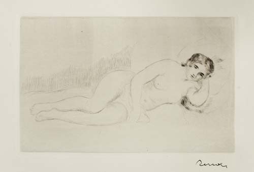 Appraisal: PIERRE-AUGUSTE RENOIR Femme nue couch tourn e droite re planche